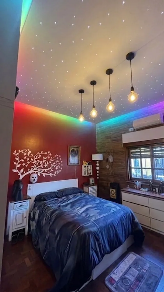 Render previo del dormitorio con cielorraso estrellado e iluminaci&oacute;n perimetral